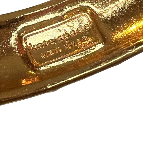 Kate Spade 12 Karat NY Harbor Lights Stripe Gold Black White Bangle Bracelet - Picture 5 of 6